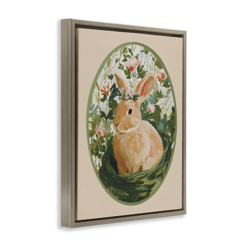 Cadre flottant Bloom Nest Bunny, design par Yen, H 21 po x l 17 po, Montalcino orme flottant encadré
