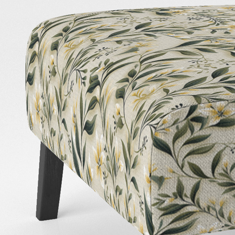 Fauteuil de chambre d'appoint rembourré bohémien et éclectique Zen Foliage II