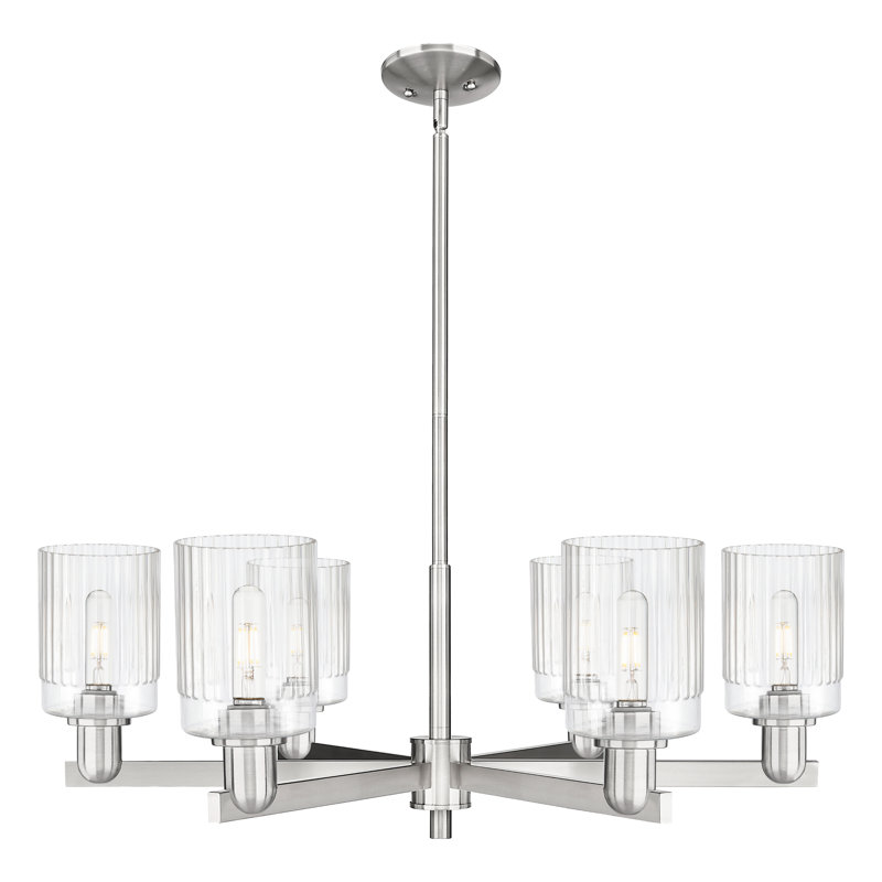 Arcadia - Hadley - Lustre suspendu 6 lumières, Nickel satiné