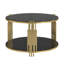 Table basse moderne en verre avec base cylindrique circulaire en métal et tablette inférieure-1563044608