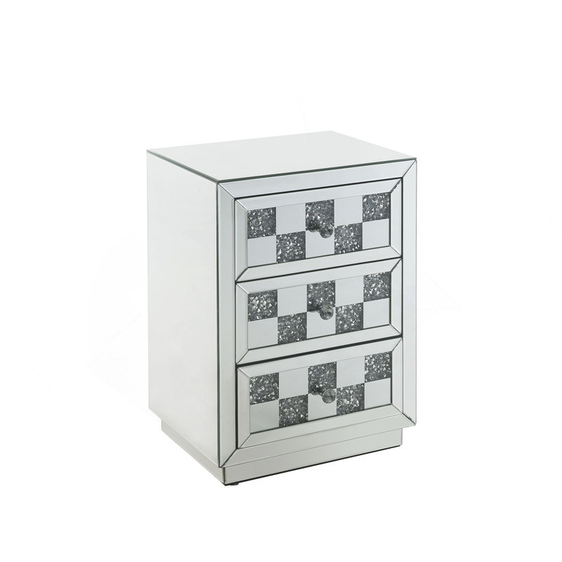 Table d'appoint en miroir et faux diamants