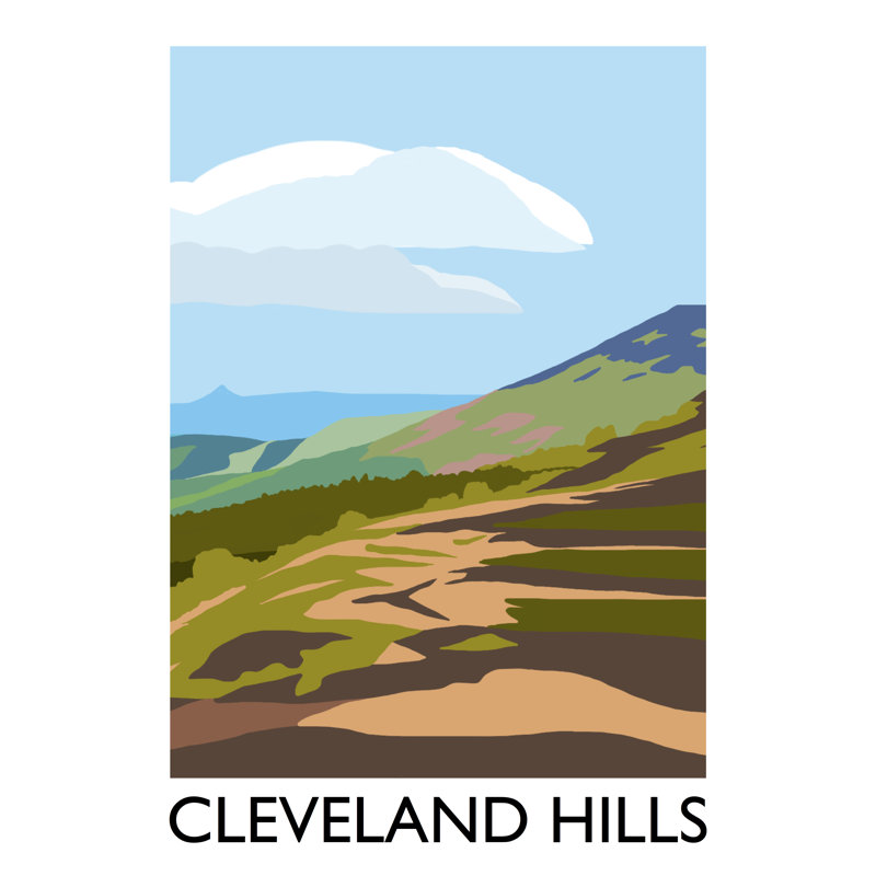 Cleveland Hills 1 by Richard O'Neil - Print, Black Wood Frame, 43.5 cm H x 33.5 cm W x 2.2 cm D