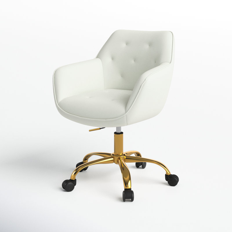 Chaise de travail Clio à hauteur réglable, Velours ivoire