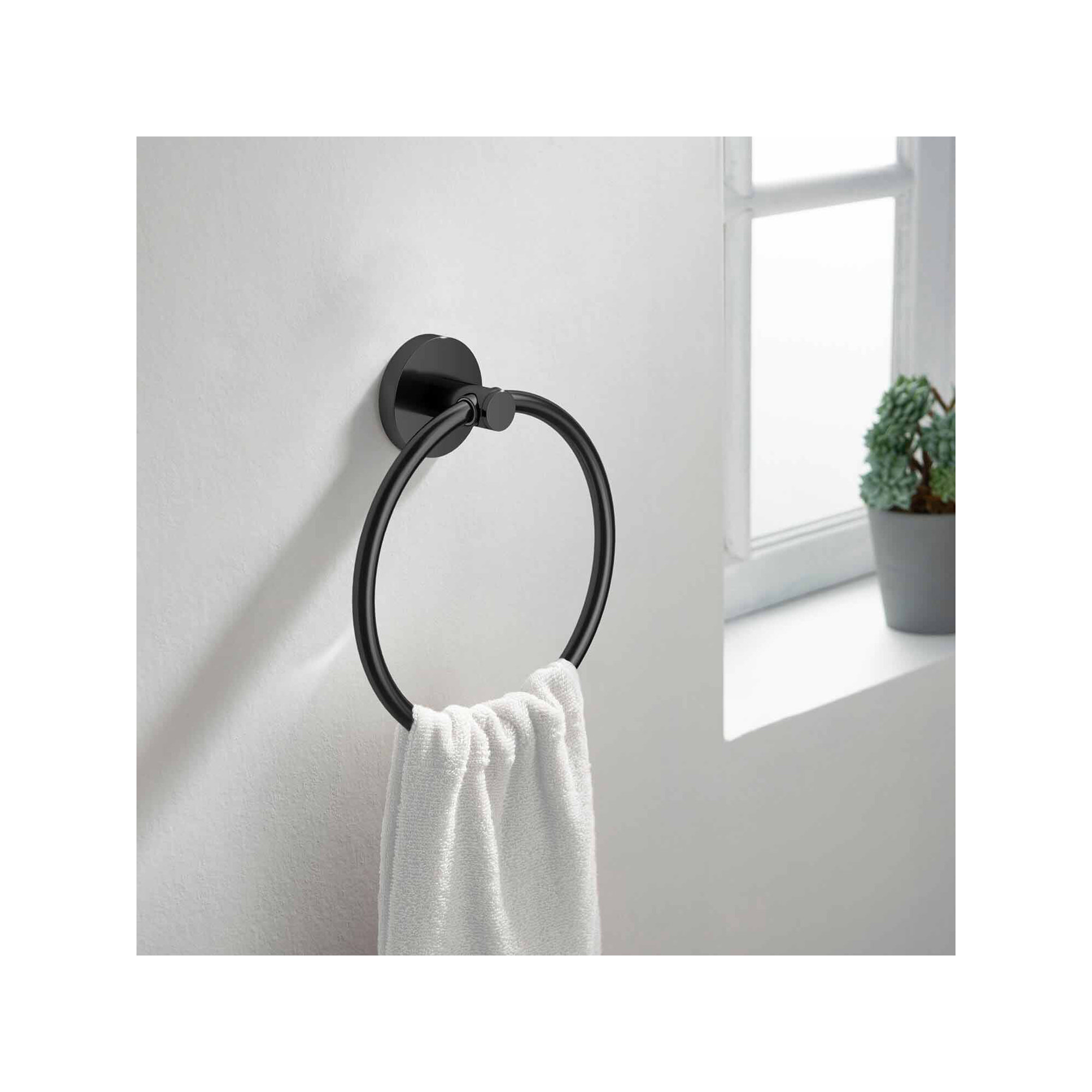 Circular Bathroom Towel Ring, Matte Black