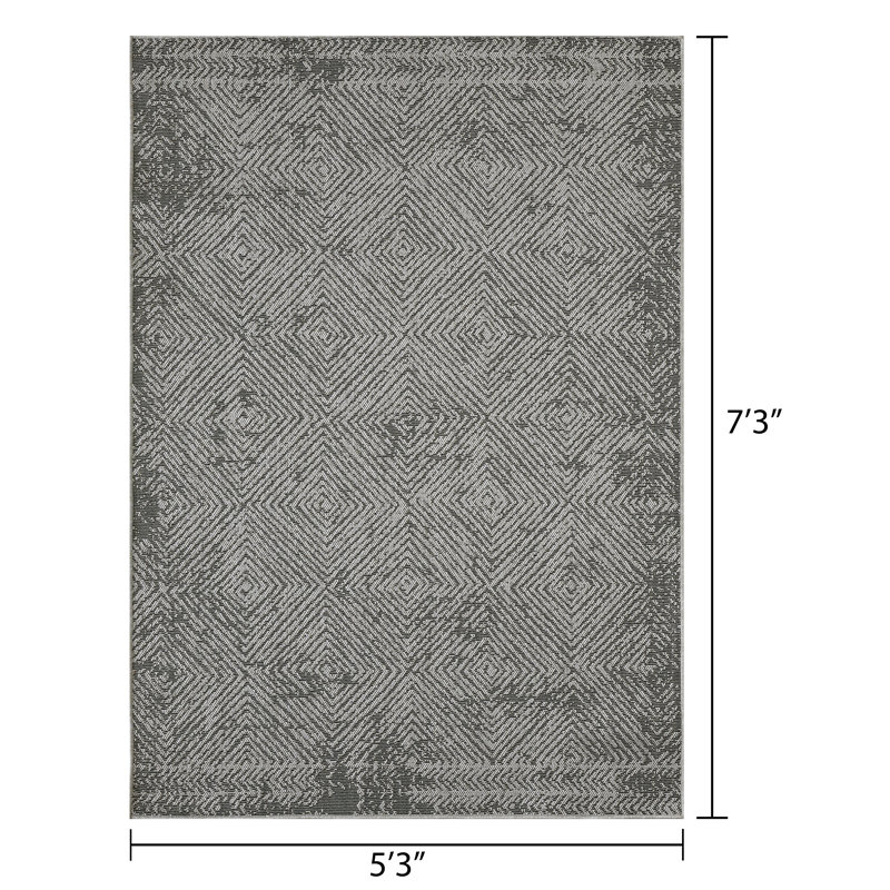 Tapis gris Jaagruti, Rectangle 5 pi 3 po x 7 pi 3 po