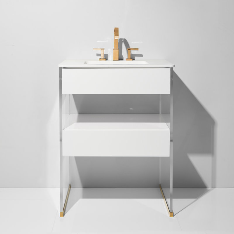 Ensemble de meuble-lavabo simple 24 po Lucite, Blanc