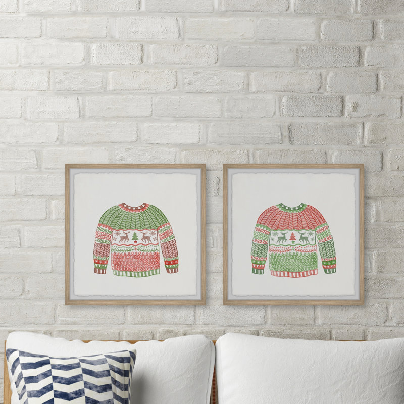 Christensen Christensen Christmas Knitted Coat - 2 Piece Single Picture Frame Painting, 81cm H x 163cm W x 3.81cm D