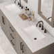 Kamila 72" Carrara White Marble Countertop Bath Vanity in Gray Oak with Mirror