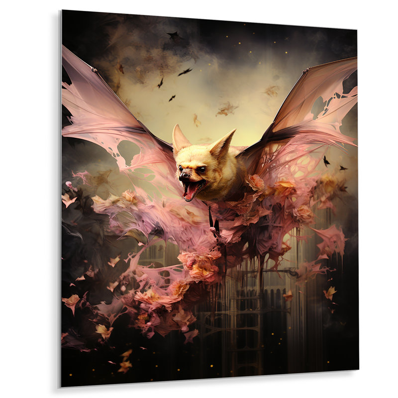 Élégance abstraite de chauve-souris rose et noire, H 20 po x l 12 po x P 1 po