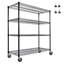 Étagère de garage robuste à roulettes de 55,5 po de largeur avec support à 4 niveaux réglable, capacité de 2 400 lb, étagère à roulettes industrielle, noir