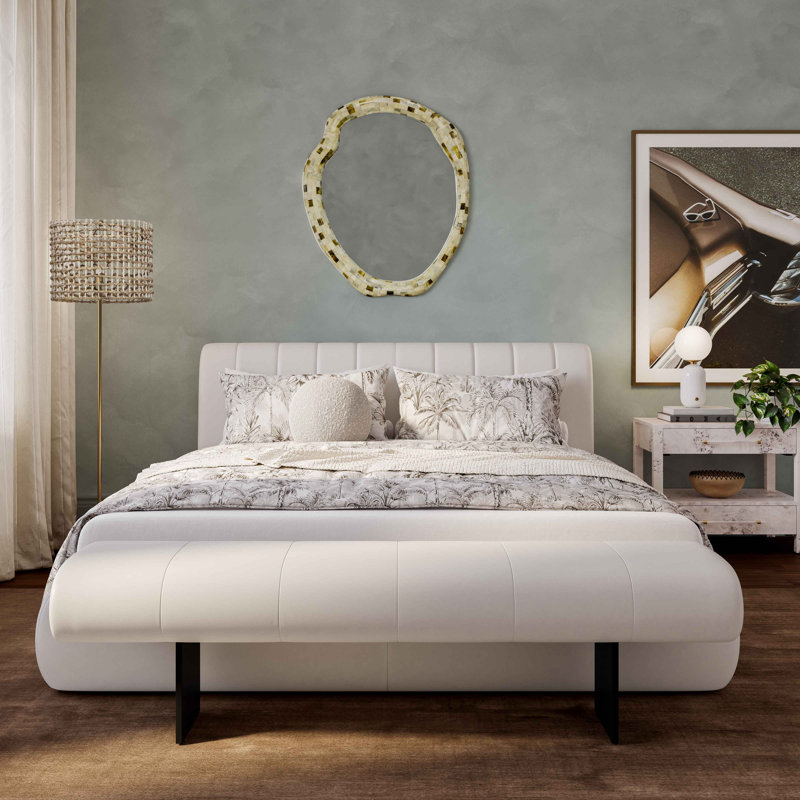 Karol Cream Vegan Leather UK Bed, Kingsize (5')