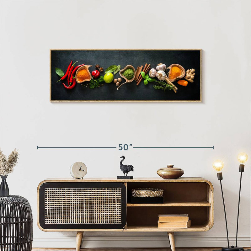 Épices pour cuisiner, 43 po x 15 po, Floating Frame Natural Wood