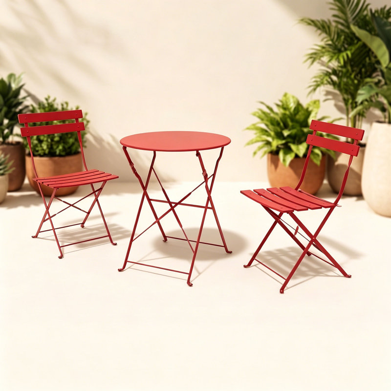 Ensemble de mobilier d'extérieur pliable 3 pièces Olilawn Halloween, Rouge