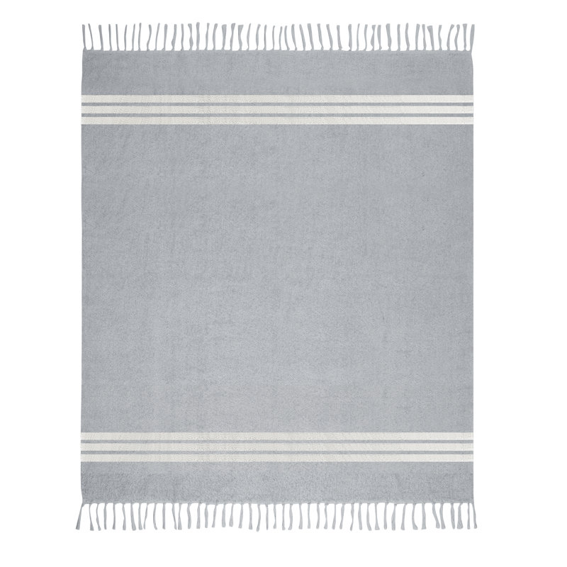Tanya Twill Stripe Throw, 50" x 60", Gray/Ivory