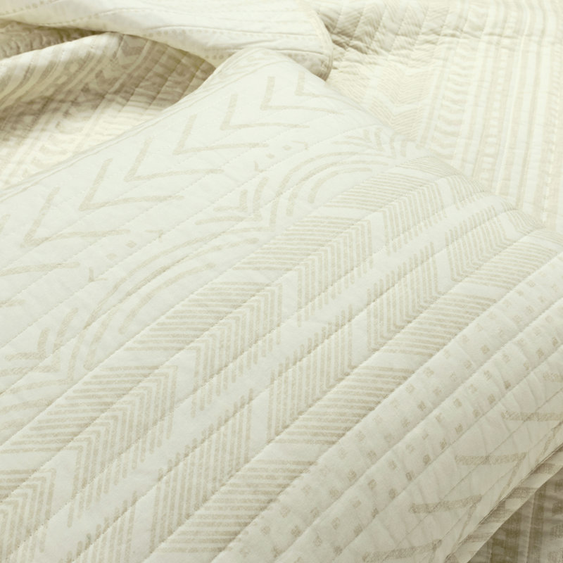 Ivory Full Cotton Reversible Quilt and Sham Set