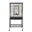 Cage de vol d'oiseau 53 pouces avec roues, cage perroquet sur pied en fer forgé, noir