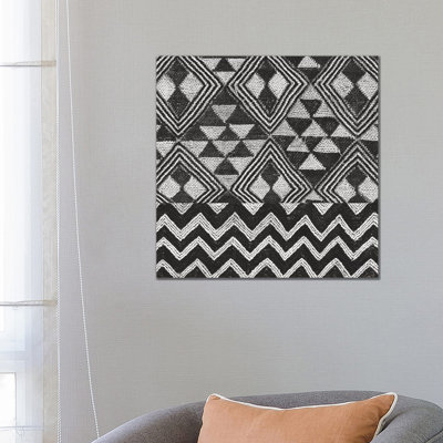 Kuba Cloth Mat II, BandW - Wrapped Canvas Print