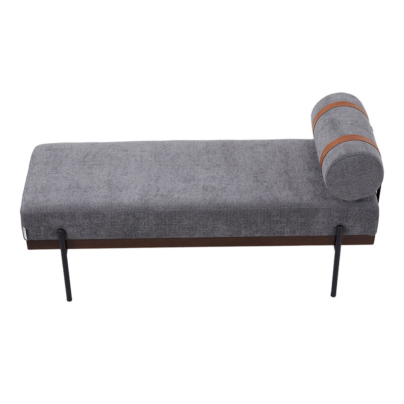 Chenille Upholstered Bench, Grey