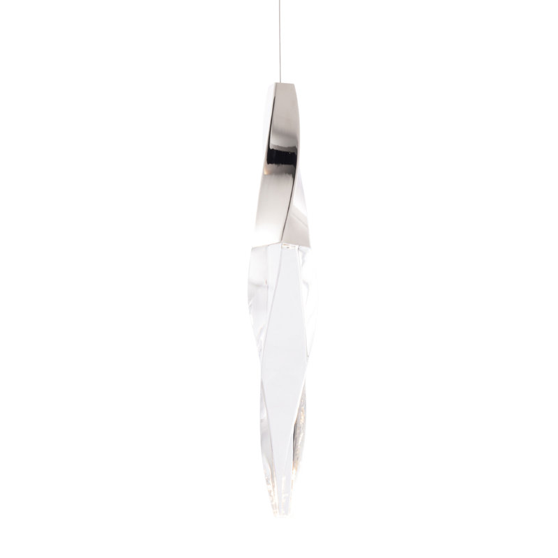 Kindjal 1 - Light LED Unique/Statement Pendant, 14" H x 2.1" W x 2.1", Polished Nickel