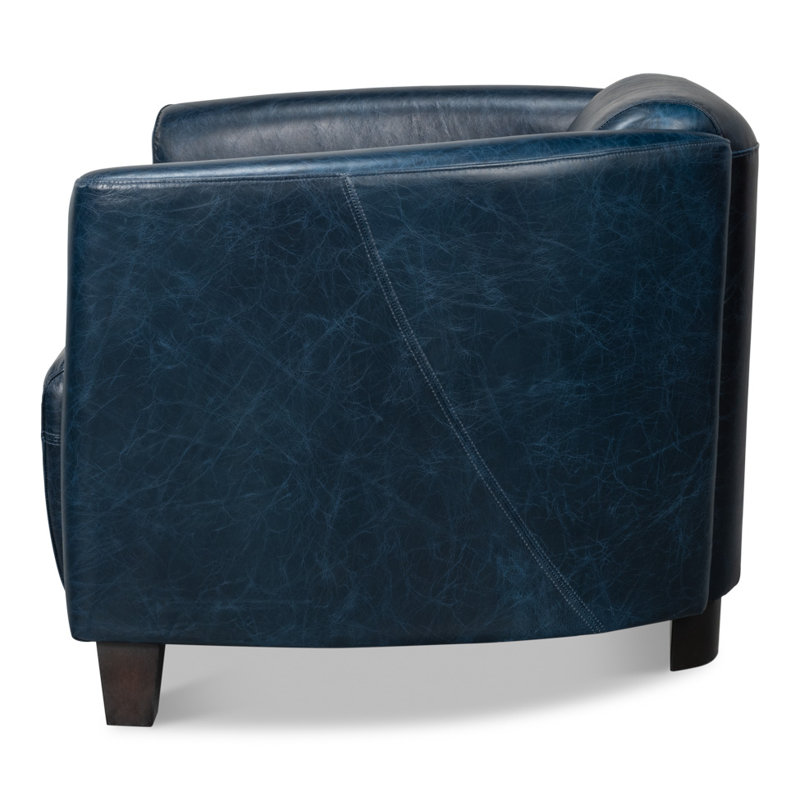 Mandy Armchair, Dark Blue Genuine Leather