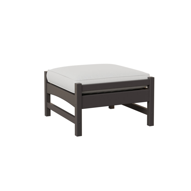 Camden Rectangle Outdoor Ottoman Patio Ottoman, Blend Linen, Smoke Gray