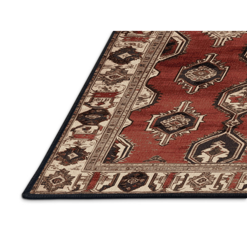 Tapis persan noir lavable à la machine, Rectangle de 5 pi x 8 pi