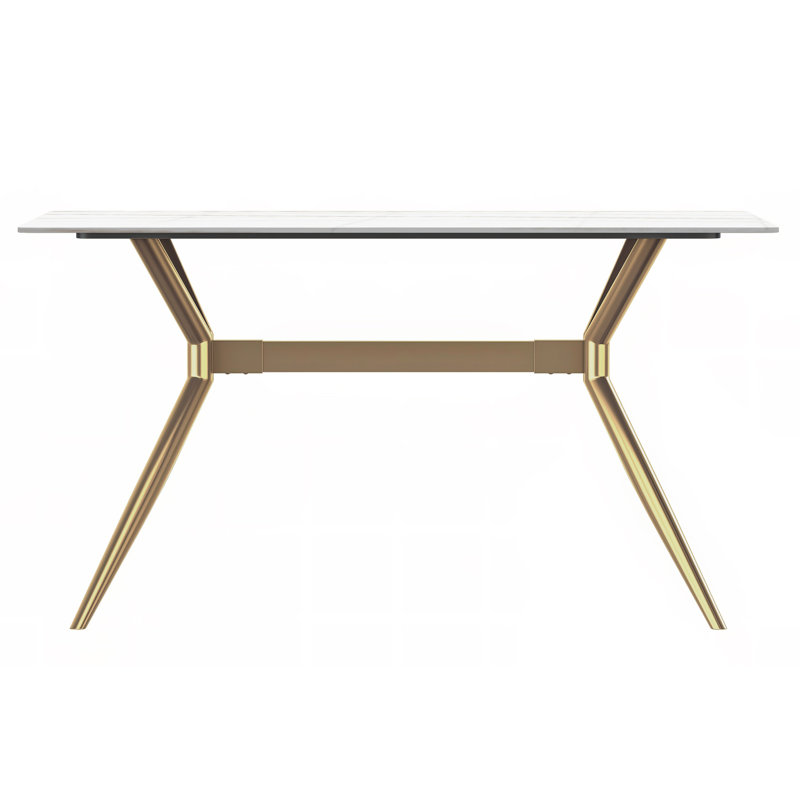 Metal Base Dining Table, Clear, 29.9"H x 55.11”L x 31.5”W