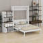 Grand lit escamotable avec armoire de rangement, support à vin, porte-verre, tiroirs et bande DEL multicolore-276537237