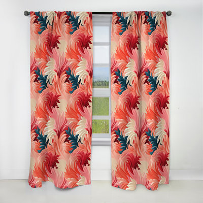 Motif tropical corail - Rideau floral - Rideau occultant floral - 1 panneau