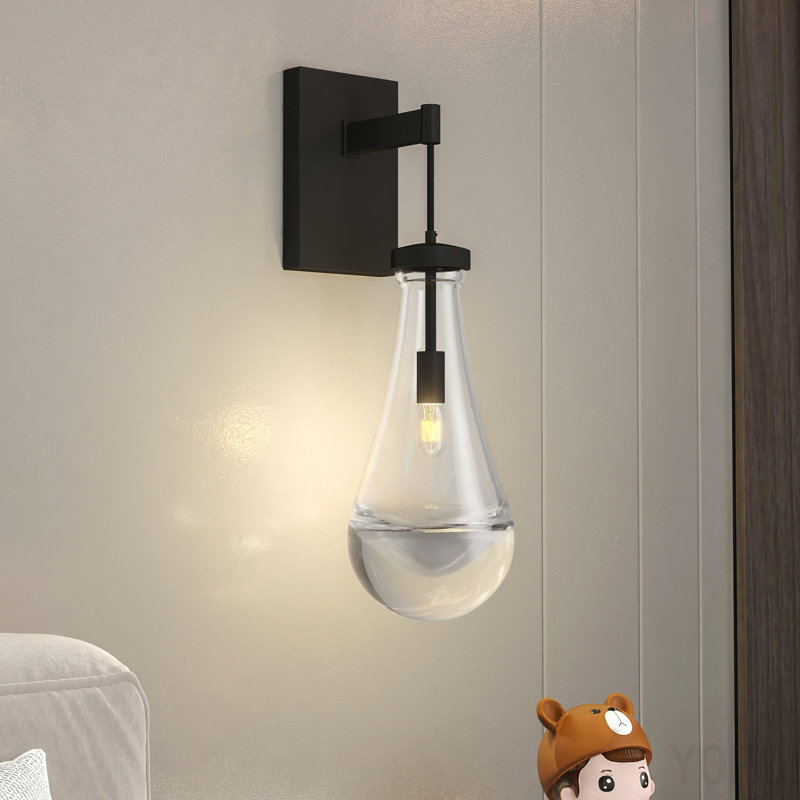 Appliques murales, appliques murales noires pour salle de bain moderne, appliques murales avec verre transparent, lampe murale pour salon, bureau de réception dans le couloir