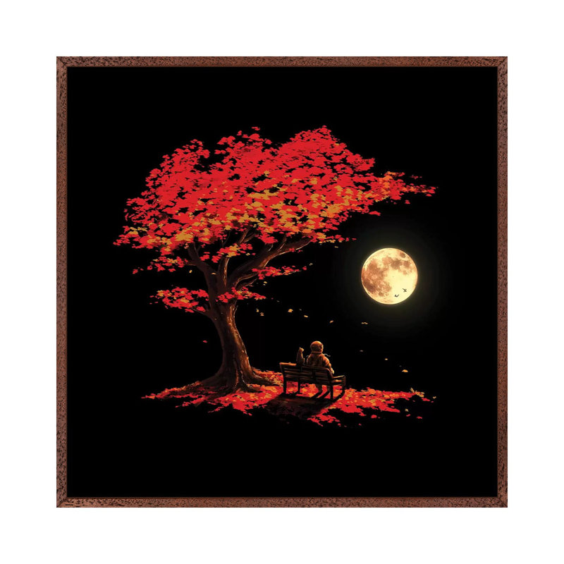 Autumn Moon by Nicebleed - Print on Canvas, 93.98cm H x 93.98cm W x 3.81cm D, Classic Brown Wood Framed