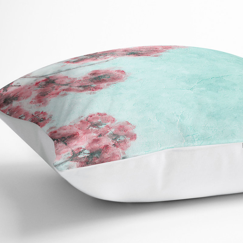 Floral Square Throw Cushion, White, 40cm H x 40cm W x 15cm D