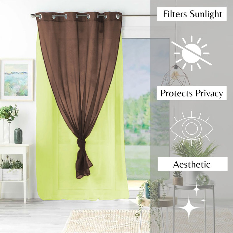 Robin Sheer Single Curtain Panel, White / Fuchsia