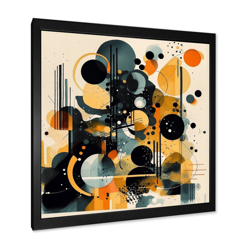 Toile abstraite dorée et noire captivante II - Minimalisme, H 16 po x l 16 po x P 1 po, Impression noire sur toile encadrée