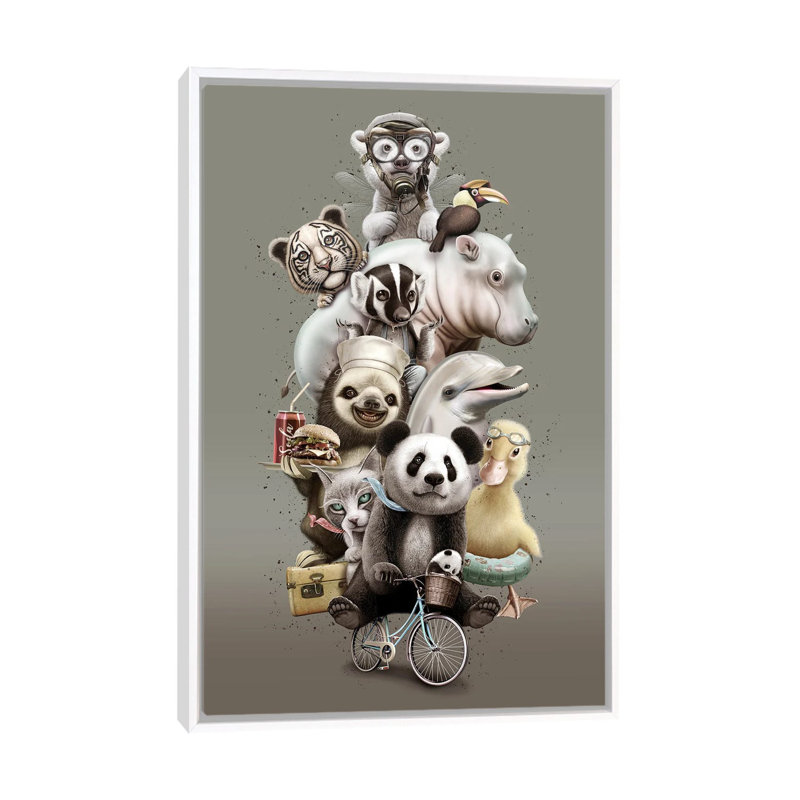 Zoo by Adam Lawless - Graphic Art on Canvas, White Framed, 152.5 cm H x 101.5 cm W