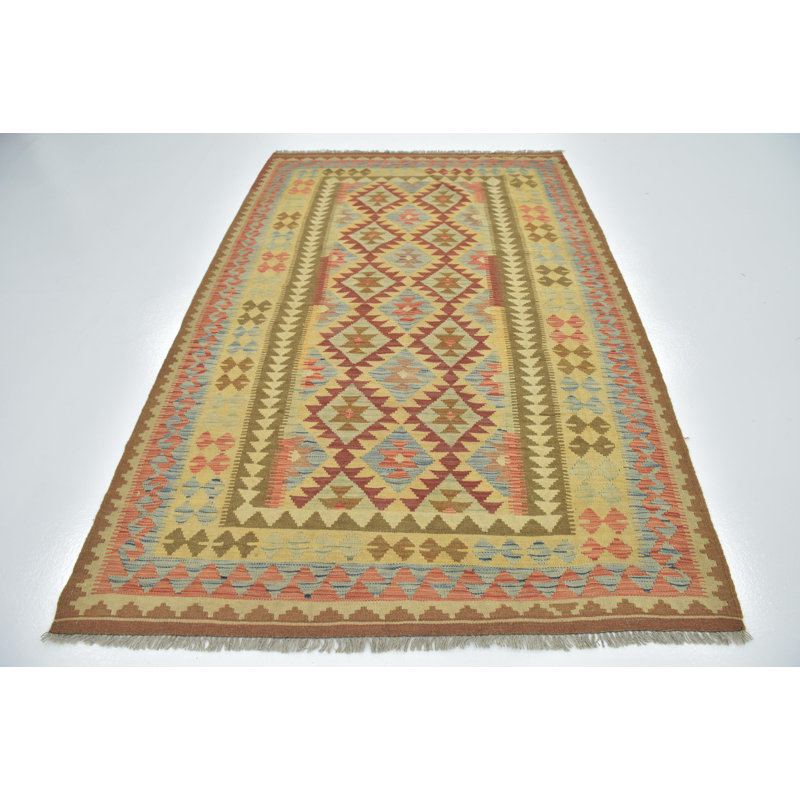 Tapis en laine crème/brun 5 pi 5 po x 8 pi 2 po one-of-kind-noué la à la main Lorain