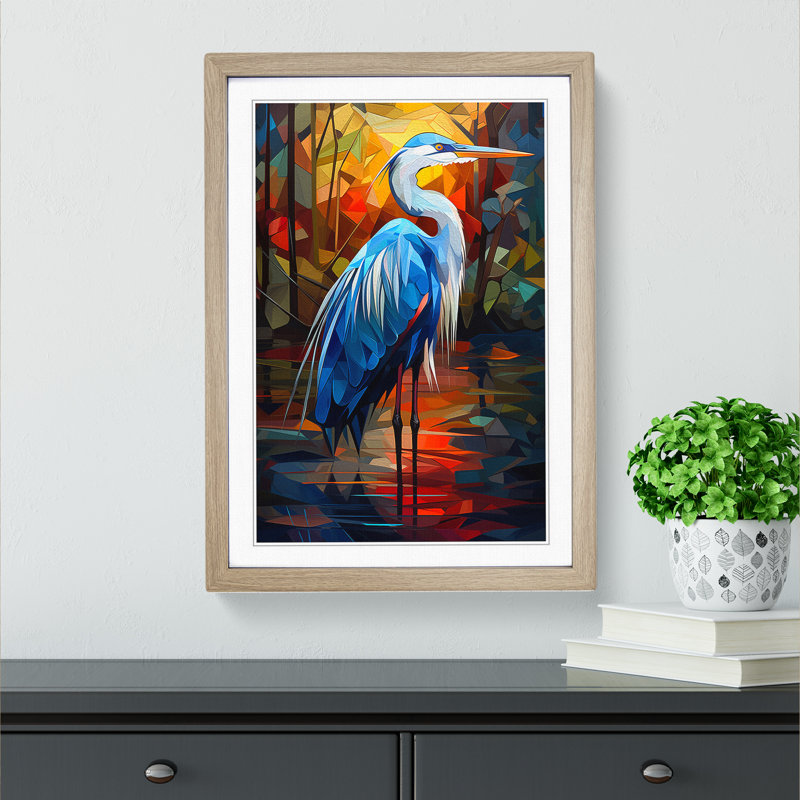 Heron Cubism - Framed Print