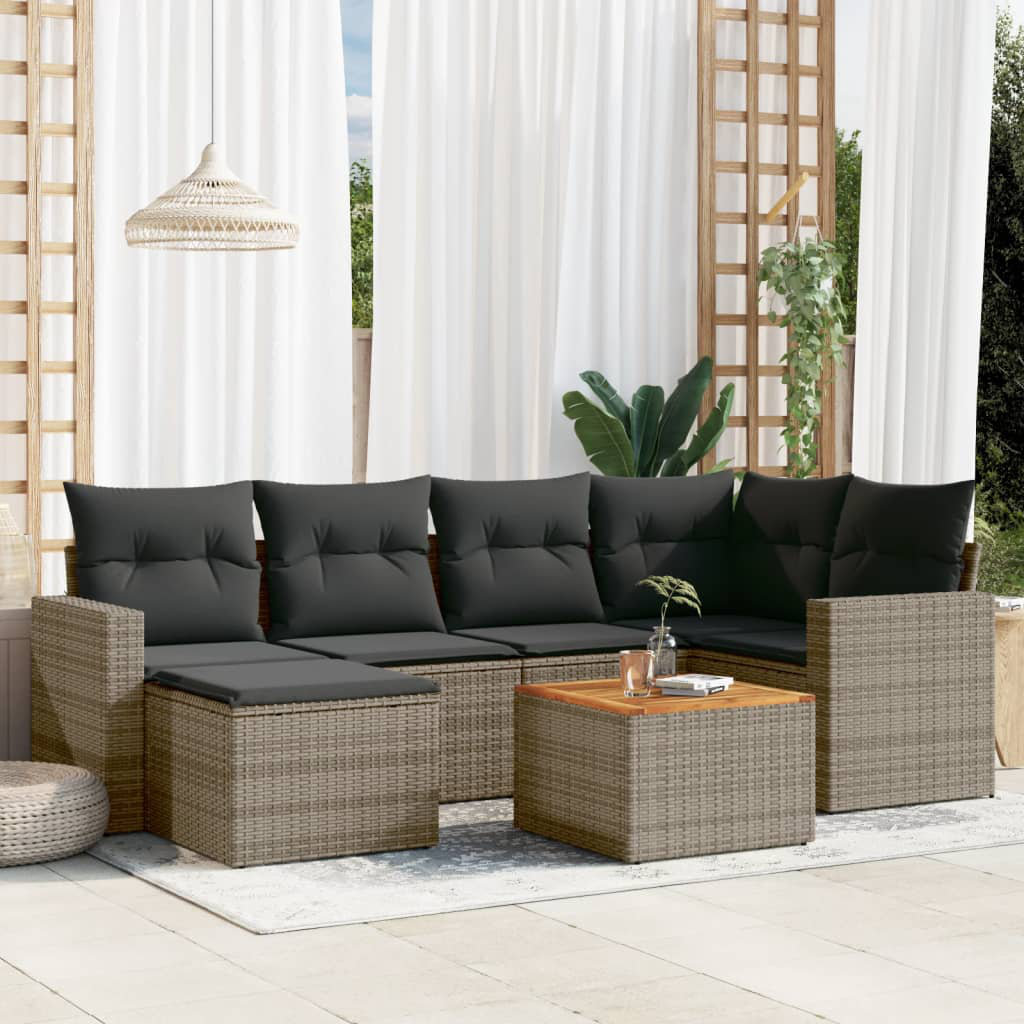 Vidaxl 7-Tlg. Garten-Sofagarnitur Mit Kissen Poly Rattan F2