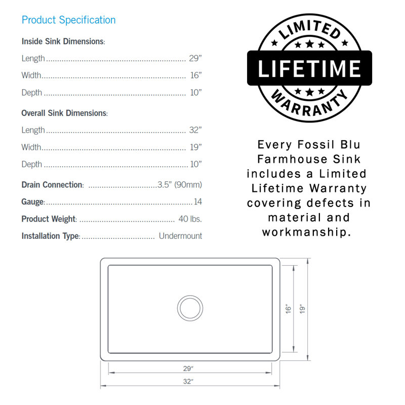 32'' L Single Basin Kitchen Sink