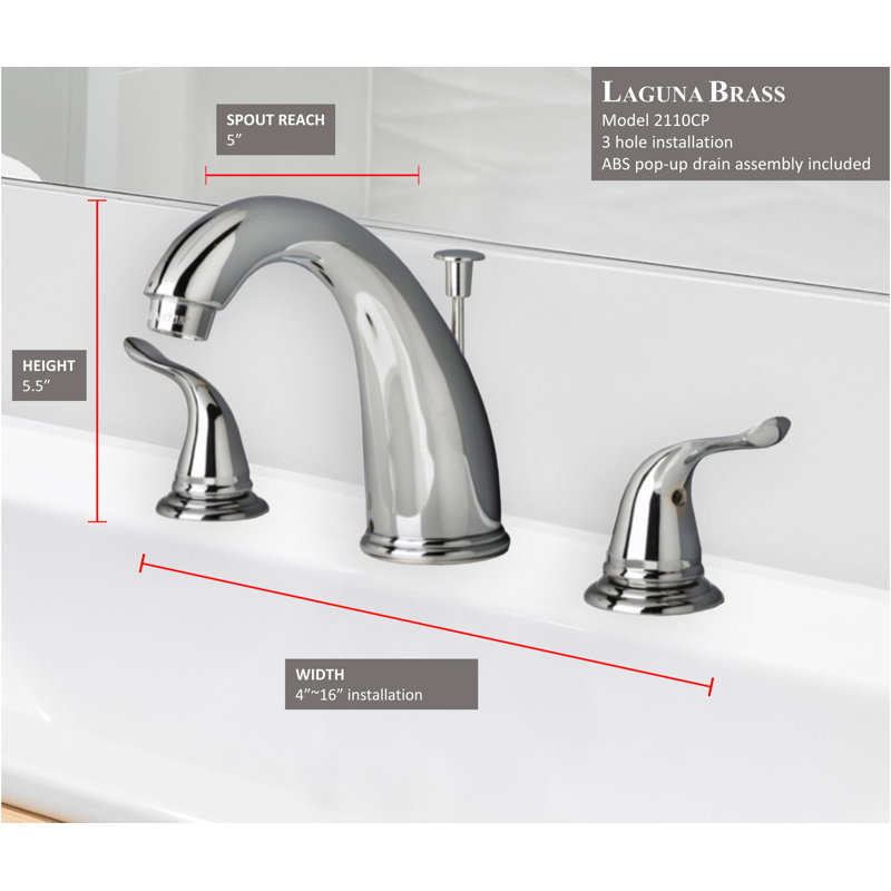 Robinet de salle de bain à large entraxe avec bonde, Chrome