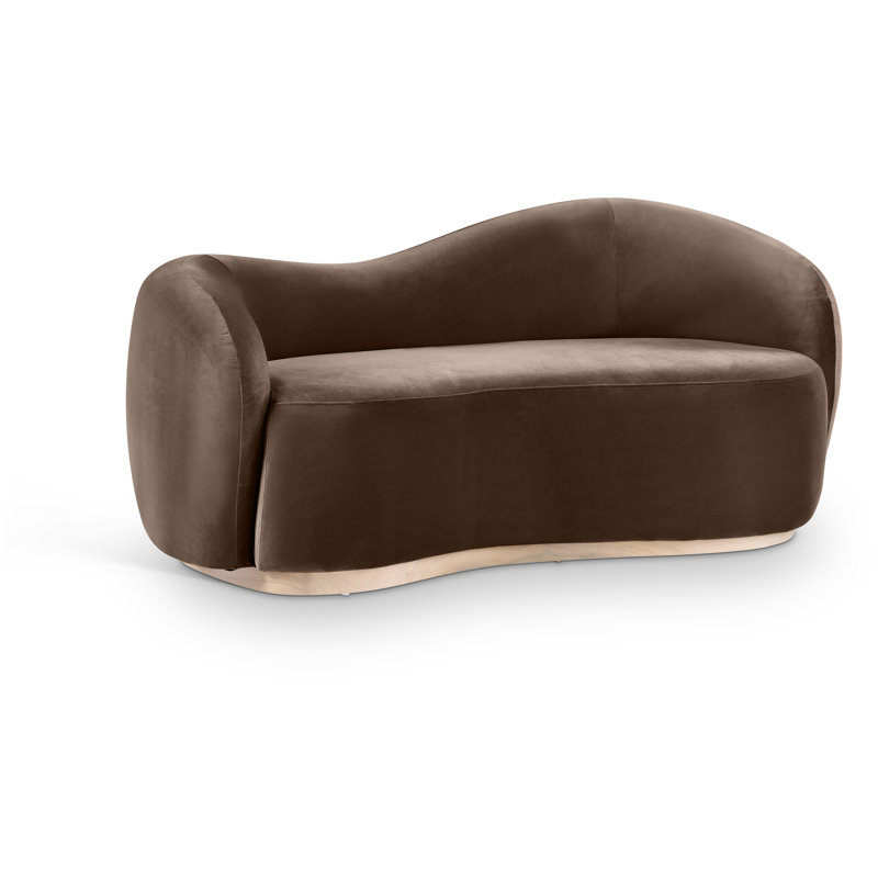 Aldana 72.5" Velvet Upholstered Loveseat, Brown Velvet
