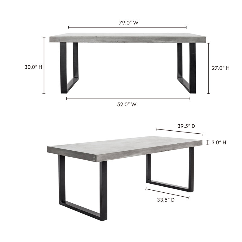 Jedrik Outdoor Dining Table, 30" H x 79" L x 39.5" W, Gray/Black 