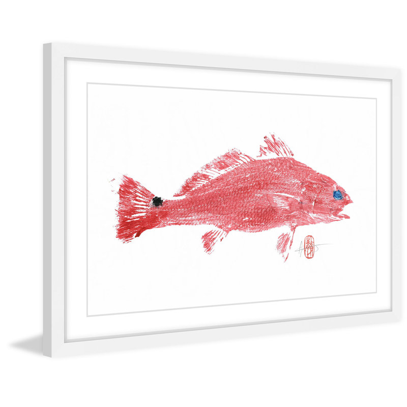 « red fish », reproduction d’art encadrée, H 30 po x l 45 po x P 1,5 po