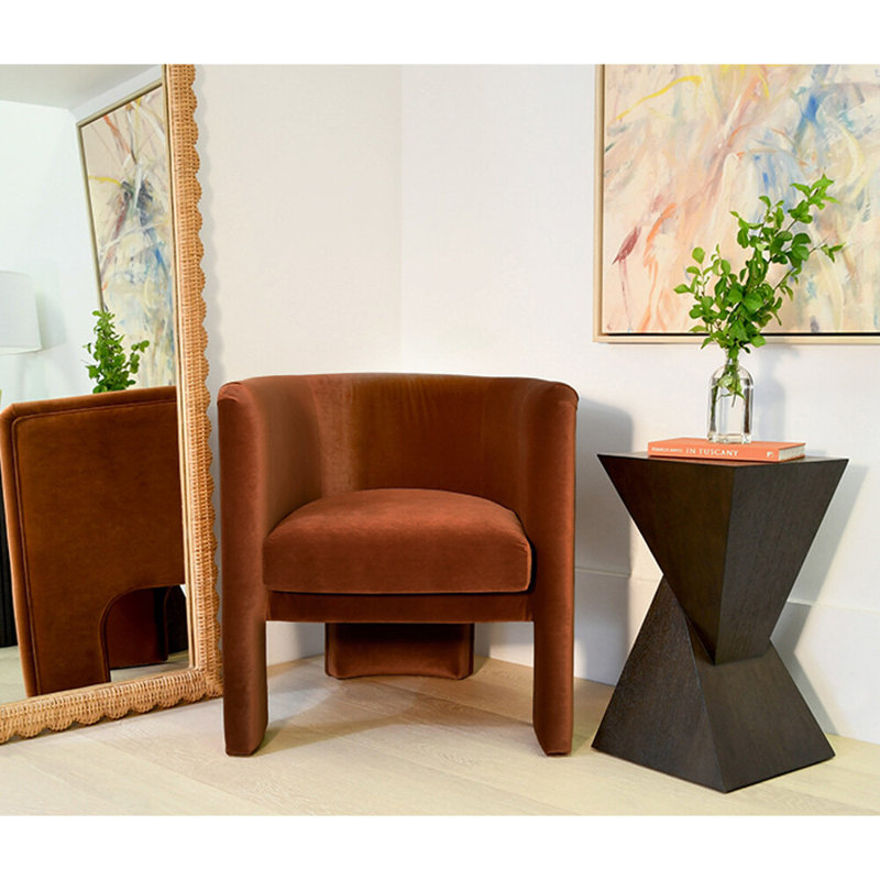 Lansky Upholstered Barrel Chair, Rust Velvet