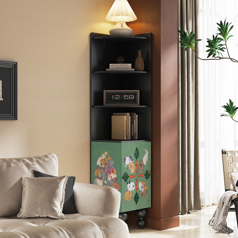 Modern simple fun storage corner bookcase.