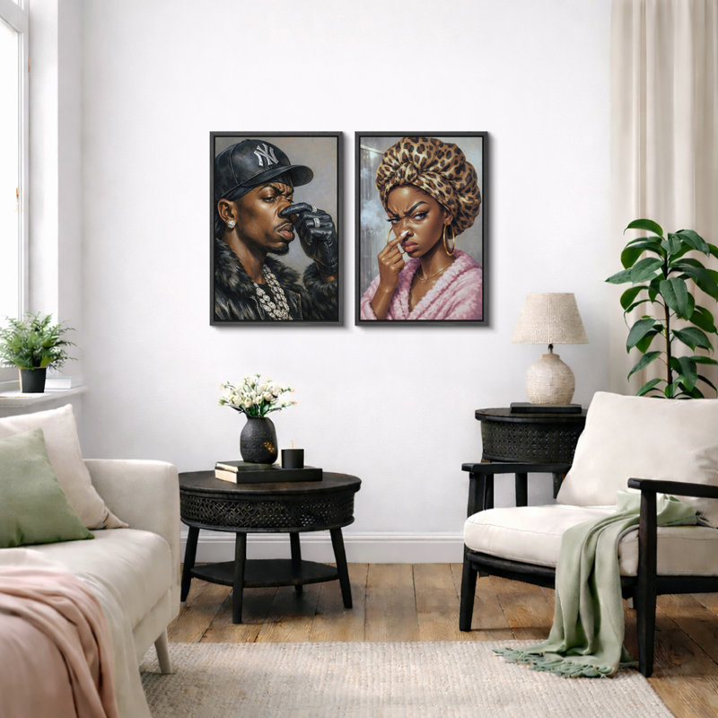 Hip Hop Portrait Attitude, H 24 po x l 32 po x P 1,5 po, Cadre noir