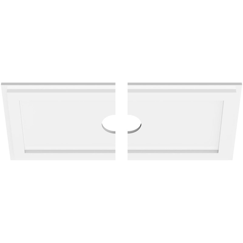 White PVC Contemporary Rectangle Ceiling Medallion, 24" x 12"