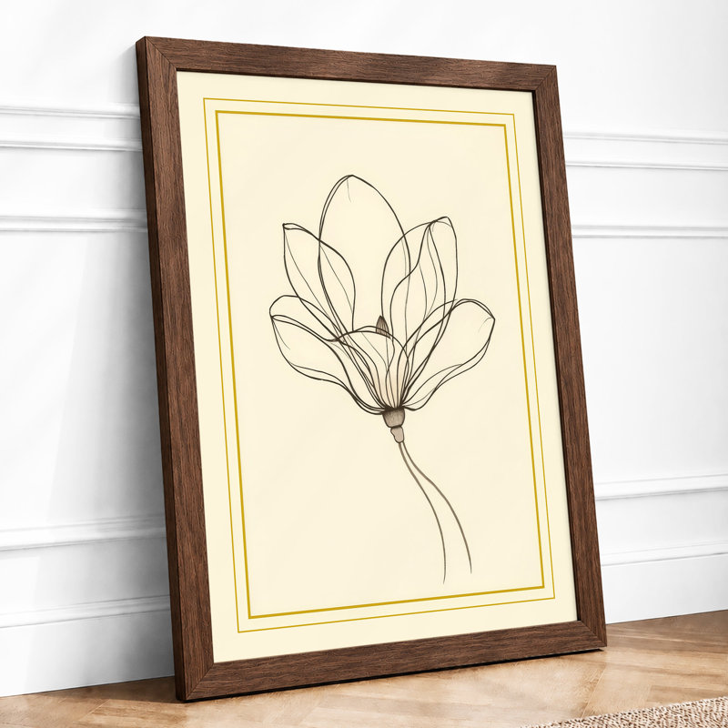 Delicate Flower Study Botanical - Framed Print, A2 - 59.4 x 42.0 cm, Walnut