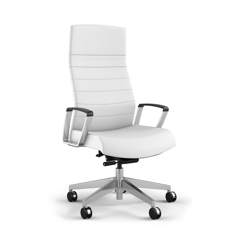 Fauteuil de direction à haut dossier, Blanc, Argent