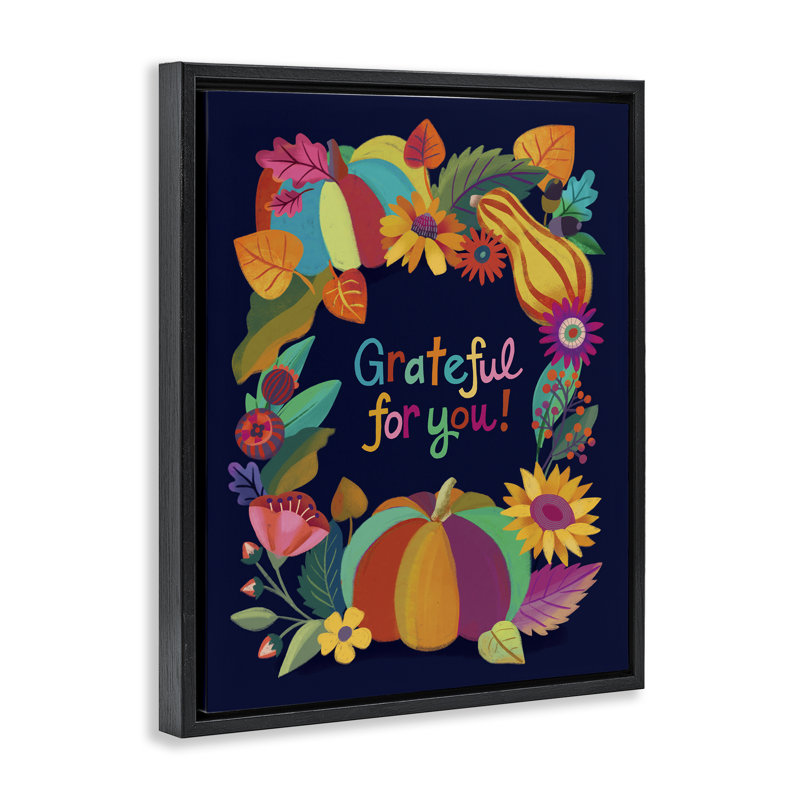  «Grateful For You Gourds», art mural sur toile par Riley Hutchens, H 21 po x l 17 po, Cadre flottant noir de jais